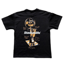 Load image into Gallery viewer, STADIUMLIFE WIP OVERSIZED VARSITY T-SHIRT / BLACK &amp; GOLD
