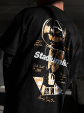 Load image into Gallery viewer, STADIUMLIFE WIP OVERSIZED VARSITY T-SHIRT / BLACK &amp; GOLD
